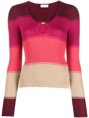 

Lurex-detail striped ribbed-knit top, LIU JO Lurex-detail striped ribbed-knit top