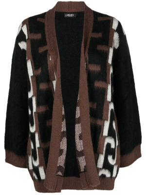 

Intarsia-knit brushed cardi-coat, LIU JO Intarsia-knit brushed cardi-coat