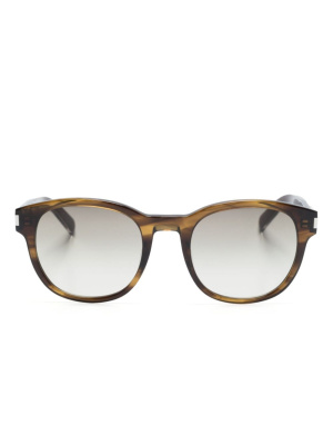 

Logo-engraved round-frame sunglasses, Saint Laurent Eyewear Logo-engraved round-frame sunglasses