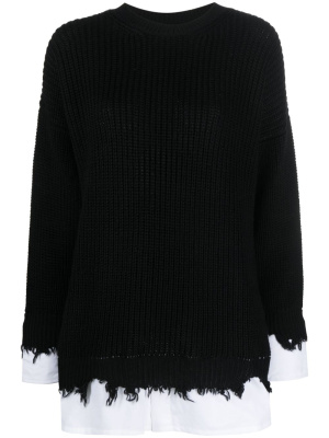 

Distressed-finish shirt-underlayer jumper, MM6 Maison Margiela Distressed-finish shirt-underlayer jumper