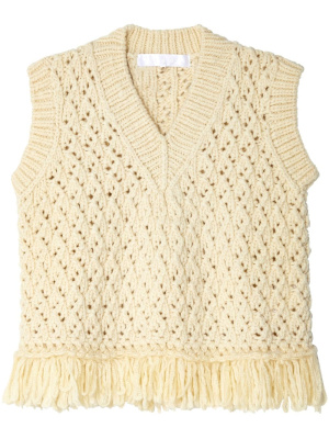 

Fringed crochet-knit vest, Comme des Garçons TAO Fringed crochet-knit vest