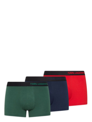 

Logo-waistband organic cotton boxers (pack of three), Karl Lagerfeld Logo-waistband organic cotton boxers (pack of three)