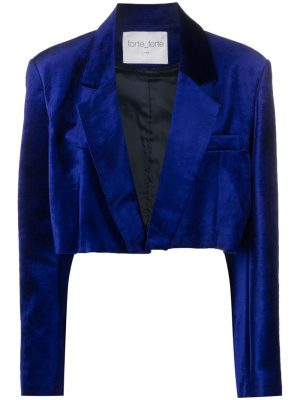 

Open-front cropped velvet blazer, Forte Forte Open-front cropped velvet blazer