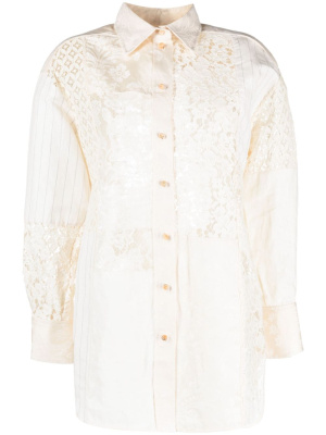 

Luminosity lace-panel cotton-blend shirt, ZIMMERMANN Luminosity lace-panel cotton-blend shirt