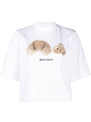 

Teddy Bear-print sequin-embellished T-shirt, Palm Angels Teddy Bear-print sequin-embellished T-shirt