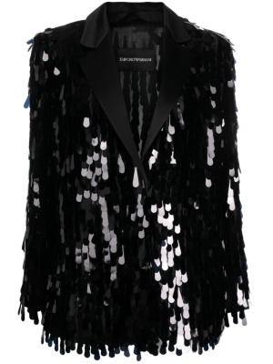 

Notched-lapel sequined blazer, Emporio Armani Notched-lapel sequined blazer