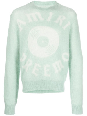 

Intarsia-knit logo ribbed-knit jumper, AMIRI Intarsia-knit logo ribbed-knit jumper