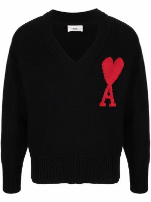 

Oversize Ami De Coeur V-neck jumper, AMI Paris Oversize Ami De Coeur V-neck jumper