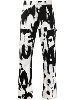 

Graffiti-print straight-leg jeans, Alexander McQueen Graffiti-print straight-leg jeans