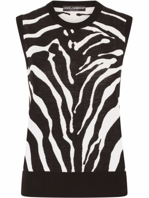 

Zebra intarsia-knit vest, Dolce & Gabbana Zebra intarsia-knit vest