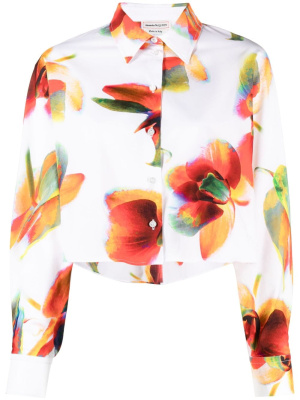 

Floral-print cropped shirt, Alexander McQueen Floral-print cropped shirt