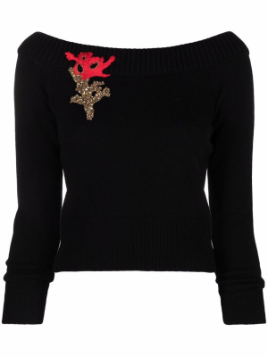 

Crystal-embellished cashmere jumper, Alexander McQueen Crystal-embellished cashmere jumper