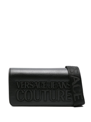 

Logo-embellished pebbled clutch bag, Versace Jeans Couture Logo-embellished pebbled clutch bag