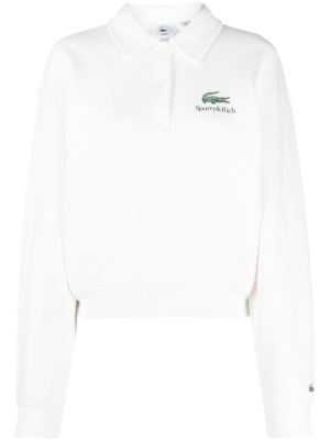 

X Lacoste logo-print polo sweatshirt, Sporty & Rich X Lacoste logo-print polo sweatshirt