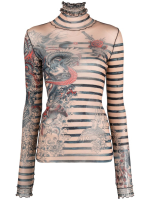 

Graphic-print striped top, Jean Paul Gaultier Graphic-print striped top
