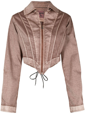 

Cropped corset-style denim jacket, Jean Paul Gaultier Cropped corset-style denim jacket
