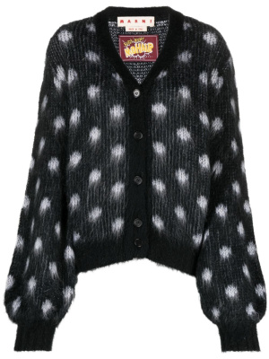 

Brushed-effect polka dot-knit cardigan, Marni Brushed-effect polka dot-knit cardigan