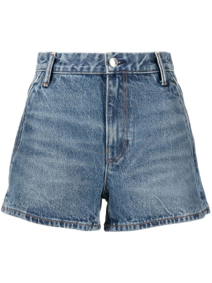 

Whiskering-effect washed-denim shorts, Alexander Wang Whiskering-effect washed-denim shorts
