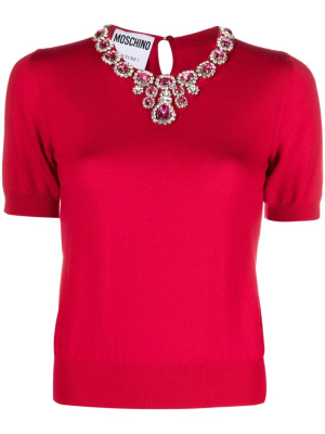 

Crystal-embellished short-sleeve jumper, Moschino Crystal-embellished short-sleeve jumper