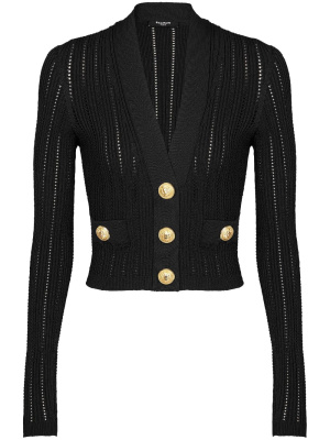 

Open-knit cropped cardigan, Balmain Open-knit cropped cardigan