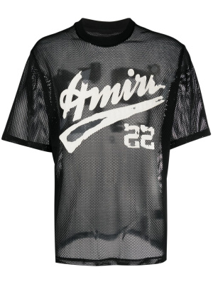 

Logo-print mesh T-shirt, AMIRI Logo-print mesh T-shirt