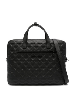 

Embossed-monogram leather briefcase, Emporio Armani Embossed-monogram leather briefcase