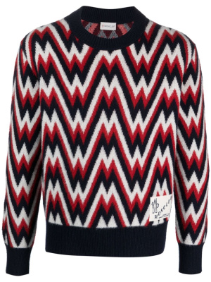 

Logo-patch patterned wool jumper, Moncler Logo-patch patterned wool jumper