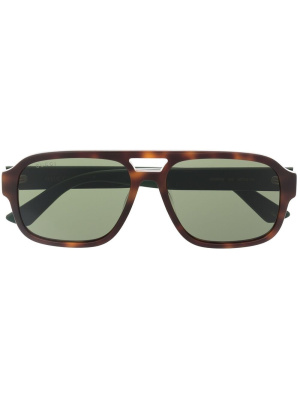 

Tortoiseshell-effect Web-stripe sunglasses, Gucci Eyewear Tortoiseshell-effect Web-stripe sunglasses