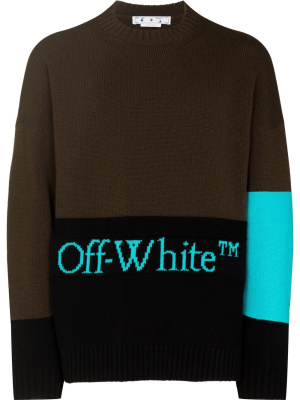 

Colour-block logo intarsia jumper, Off-White Colour-block logo intarsia jumper