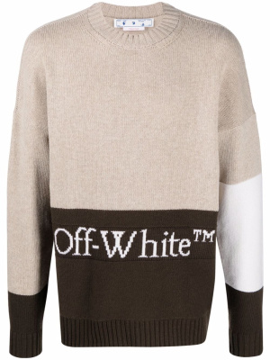 

Colour-block logo intarsia jumper, Off-White Colour-block logo intarsia jumper