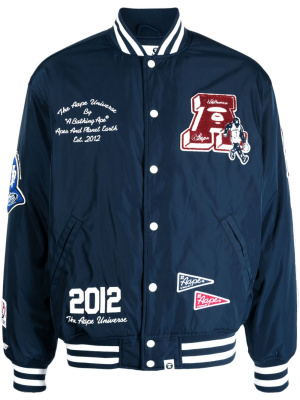 

Logo-patch varsity bomber jacket, AAPE BY *A BATHING APE® Logo-patch varsity bomber jacket