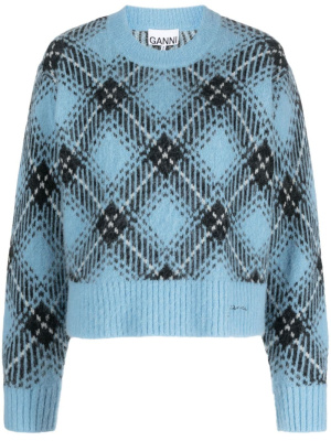 

Argyle-knit wool-blend jumper, GANNI Argyle-knit wool-blend jumper
