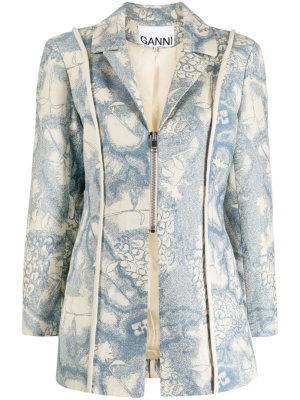 

Brocade zip-up blazer, GANNI Brocade zip-up blazer