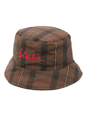

Logo-embroidered checked bucket hat, Bimba y Lola Logo-embroidered checked bucket hat