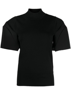 

Puff-sleeve high-neck knitted top, Sacai Puff-sleeve high-neck knitted top