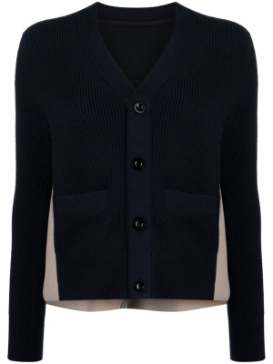 

Panelled cotton-blend cardigan, Sacai Panelled cotton-blend cardigan
