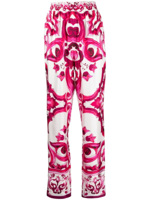 

Graphic-print silk flared trousers, Dolce & Gabbana Graphic-print silk flared trousers