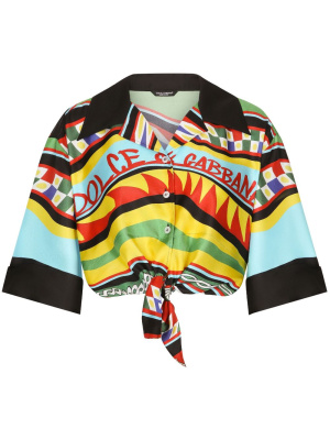 

Graphic-print tied-waist cropped shirt, Dolce & Gabbana Graphic-print tied-waist cropped shirt