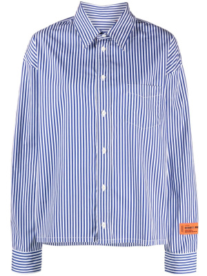

Logo-print striped cotton shirt, Heron Preston Logo-print striped cotton shirt