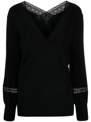 

Corded lace-trim V-neck jumper, TWINSET Corded lace-trim V-neck jumper