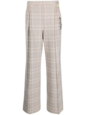 

Plaid-check slogan-embroidered tailored trousers, TWINSET Plaid-check slogan-embroidered tailored trousers