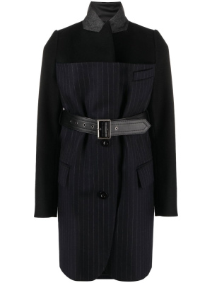 

Belted pinstriped wool blazer, Sacai Belted pinstriped wool blazer