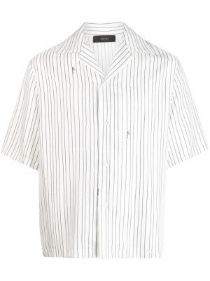 

Script-print pinstriped silk shirt, AMIRI Script-print pinstriped silk shirt