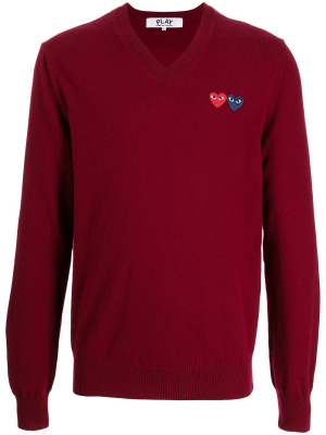 

Double heart V-neck jumper, Comme Des Garçons Play Double heart V-neck jumper