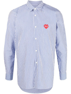 

Heart-patch striped cotton shirt, Comme Des Garçons Heart-patch striped cotton shirt