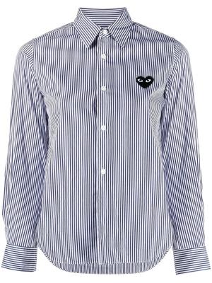 

Pinstripe embroidered heart shirt, Comme Des Garçons Play Pinstripe embroidered heart shirt