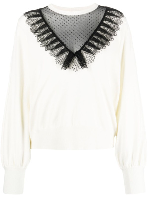 

Point d'esprit-panel knitted jumper, TWINSET Point d'esprit-panel knitted jumper