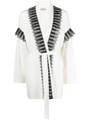 

Lace-insert belted cardigan, TWINSET Lace-insert belted cardigan