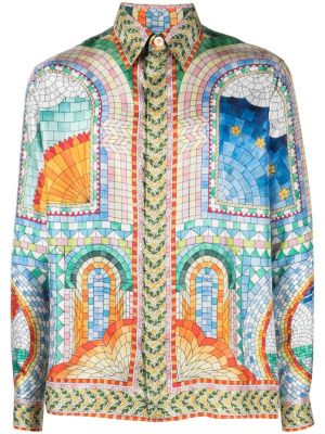 

Mosaic De Damas-print silk shirt, Casablanca Mosaic De Damas-print silk shirt