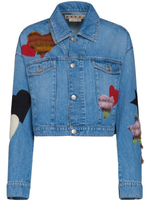 

Heart-patch cropped jacket, Marni Heart-patch cropped jacket